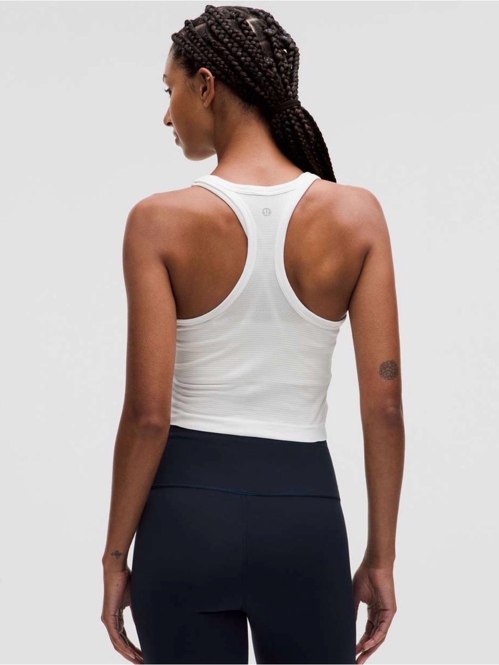 lululemon athletica White Ribbed Racerback Crop Tank